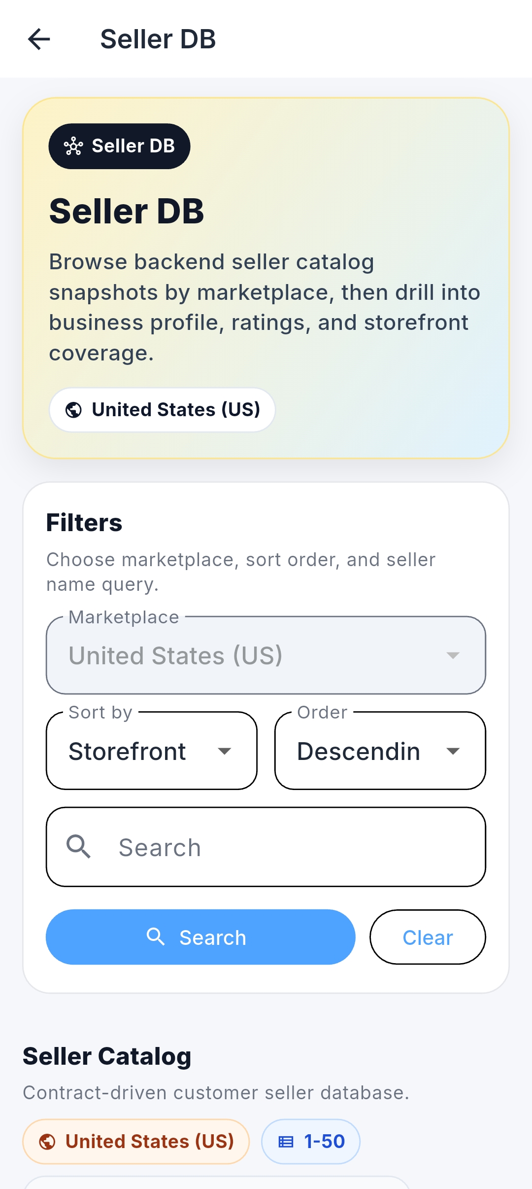 Market Insights category list screen